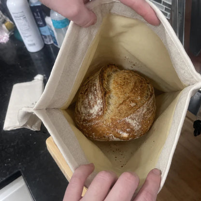 Plastic-free reusable beeswax bread bag by Hovara Home