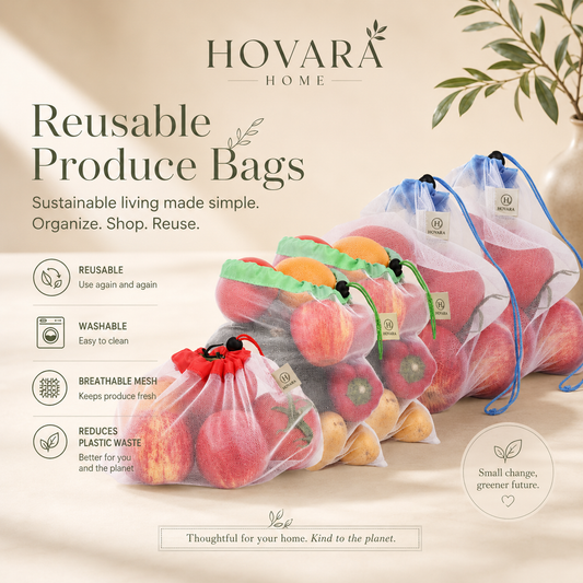 Reusable Mesh Produce Bags — Washable, Plastic-Free Grocery & Storage Bags