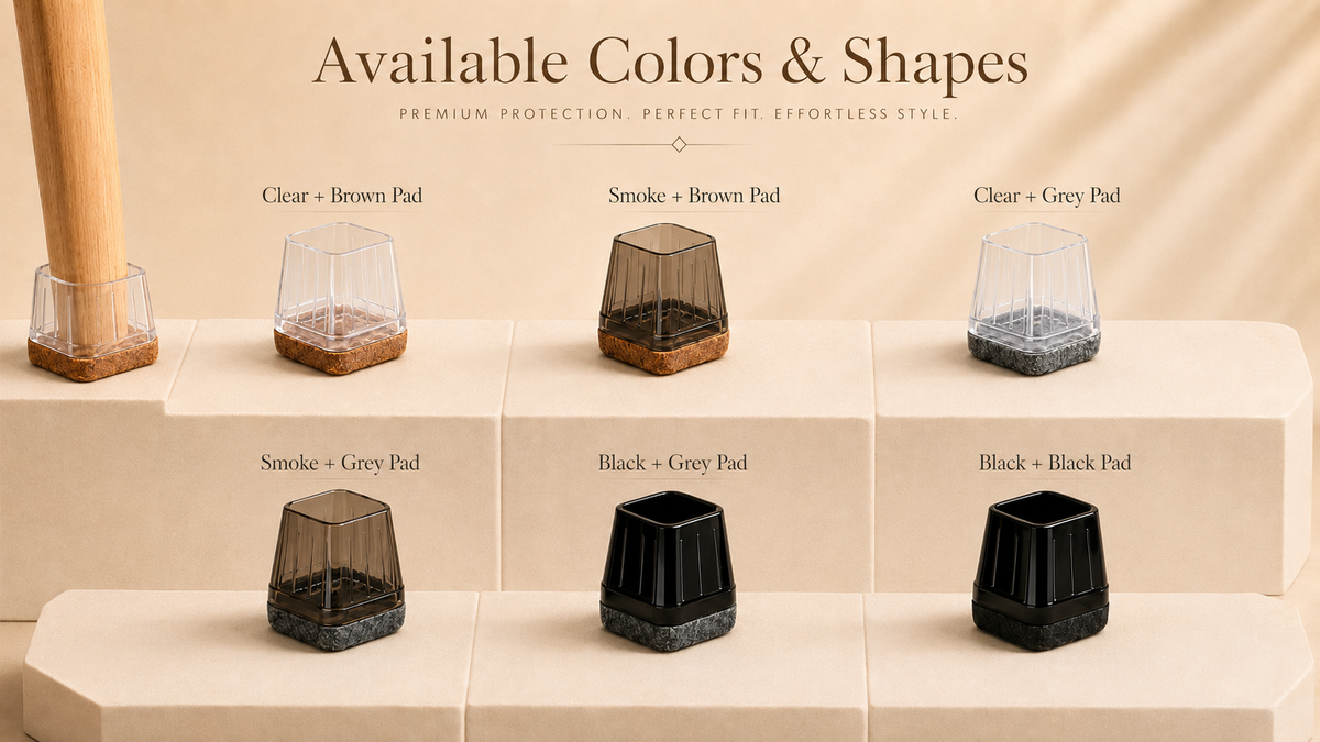 Hovara Square Chair Leg Caps – Silent Felt Floor Protectors