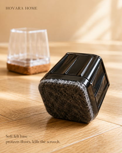 Hovara Square Chair Leg Caps – Silent Felt Floor Protectors