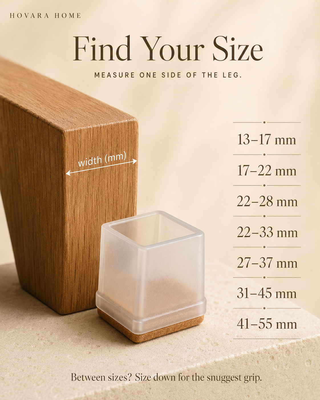 Hovara Square Chair Leg Caps – Silent Felt Floor Protectors