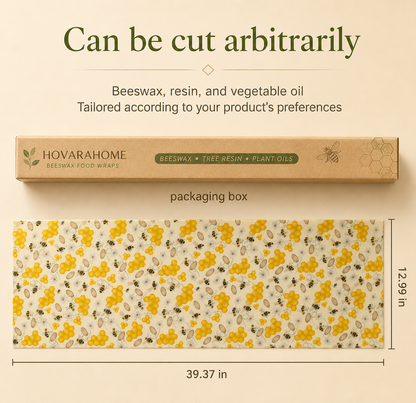 Reusable Beeswax Food Wraps — Cut-to-Size Roll or 3-Piece Kit