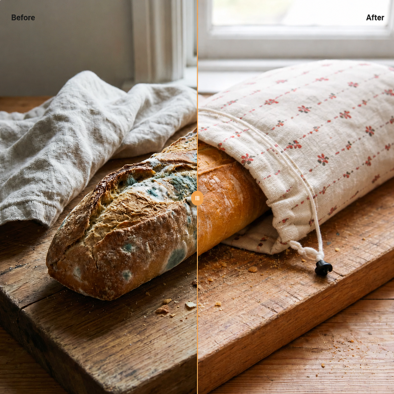 Before and after bread preservation